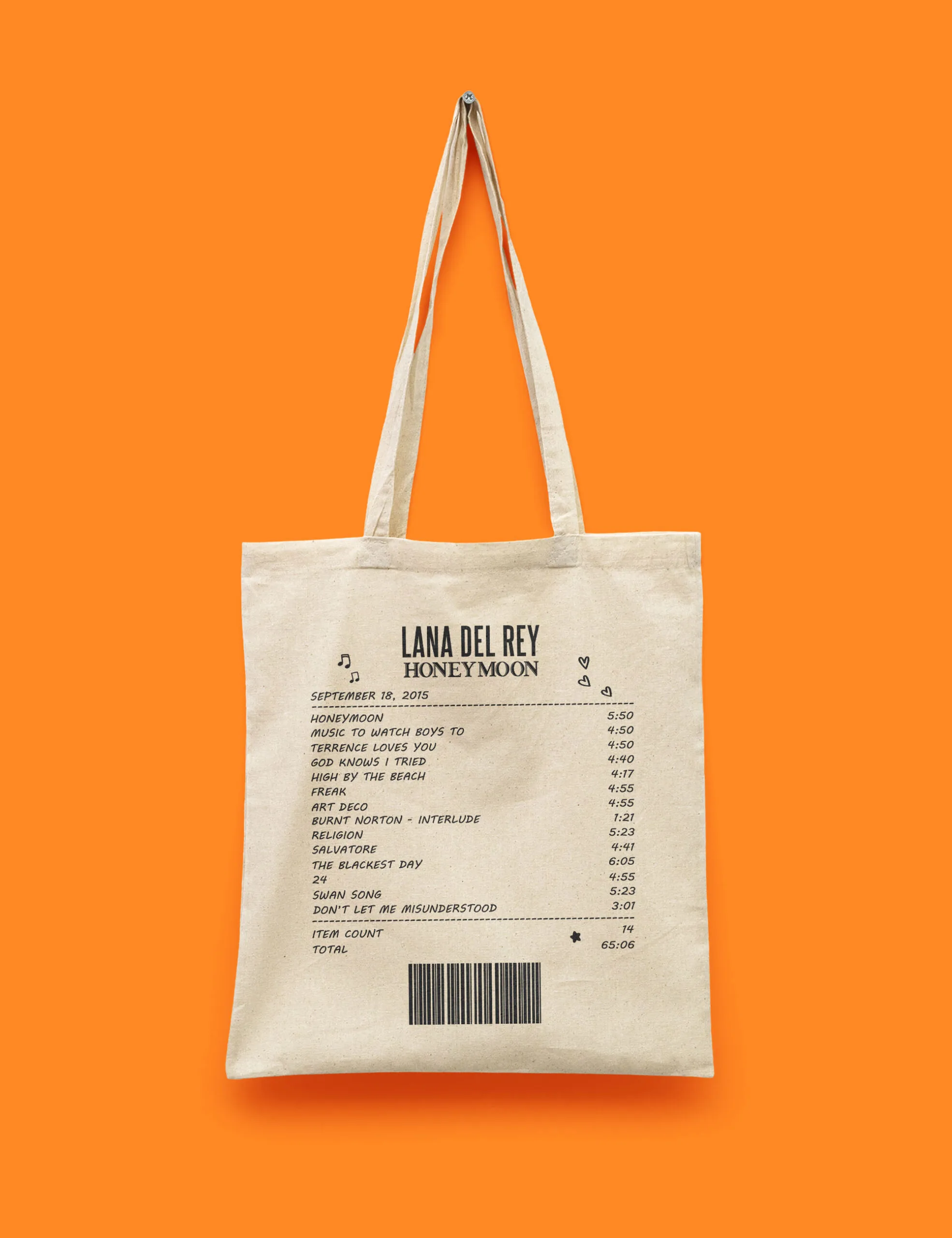 Lana Del Rey Honeymoon Albüm Receipt Baskılı Bez Çanta