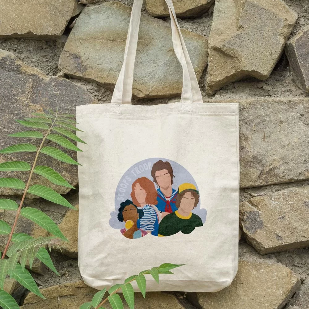 Stranger Things Dustin Steve Nancy Erica Baskılı Bez Çanta