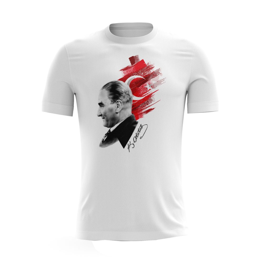 Türk Bayrağı Atatürk İmzalı Baskılı Tişört